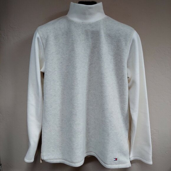 Tommy Hilfiger Womens Large Colorblock Cream Mock Sweater Pullover Cozy Casual - Picture 1 of 8